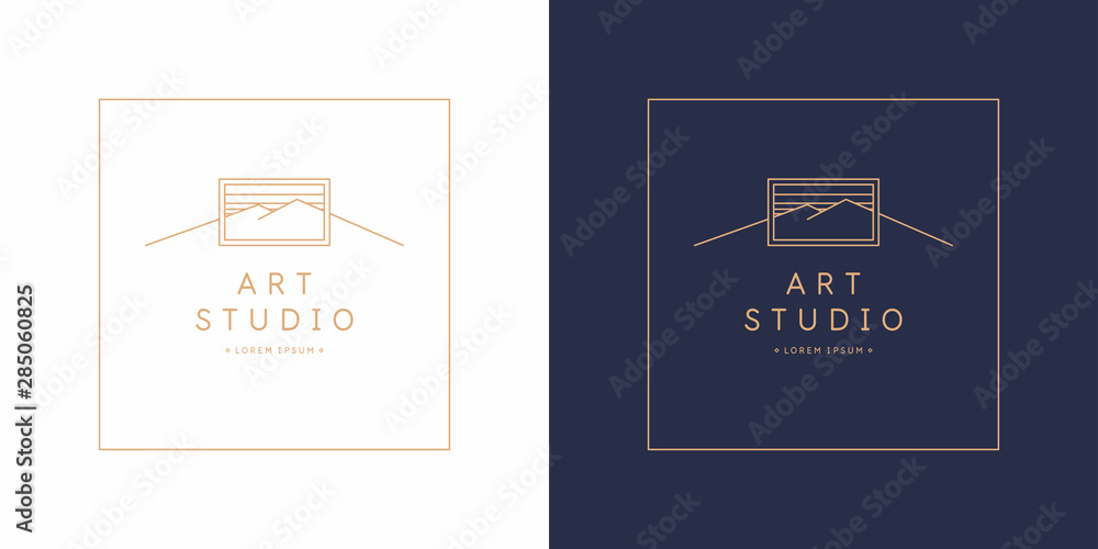 Aufkleber the original linear image of the art studio. isolated vector emblem.