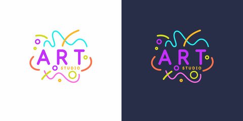 Original linear image of the art Studio. Isolated vector emblem. Illustration in simple flat style. © aleksei_derin