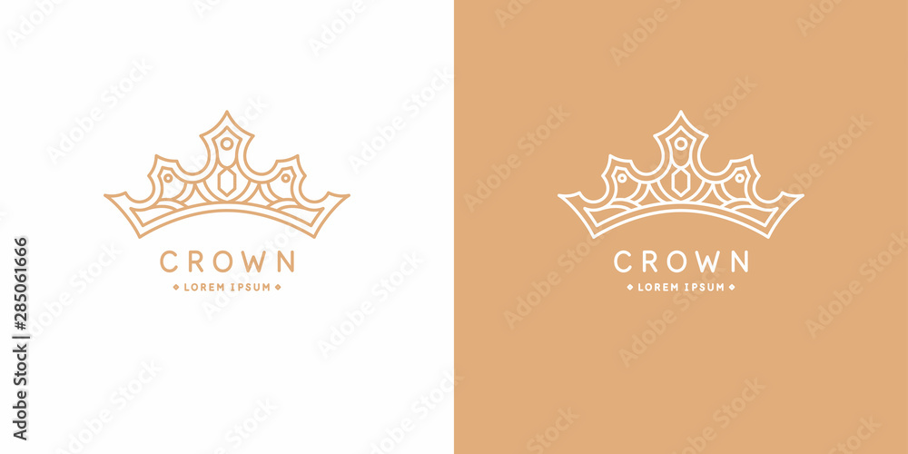 Poster original linear image of the crown. isolated vector emblem. illustration in simple flat style.