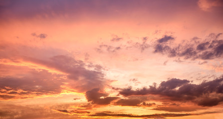 Fototapeta na wymiar Clouds on sky in pink colours, sunset or sunrise