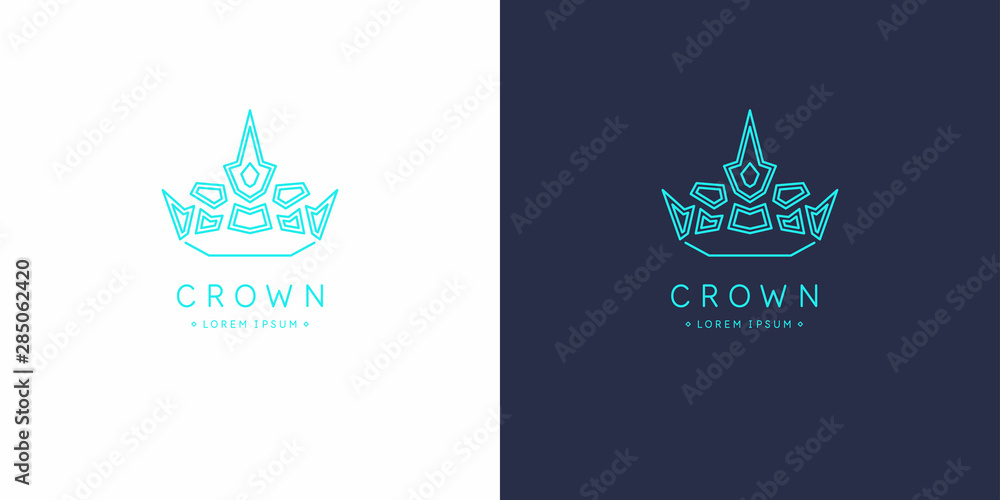 Poster original linear image of the crown. isolated vector emblem. illustration in simple flat style.