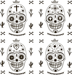 death of day vector pattern mexico style seamless black