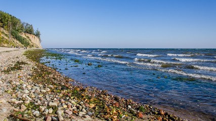 view of the cliff and beach of the Baltic Sea