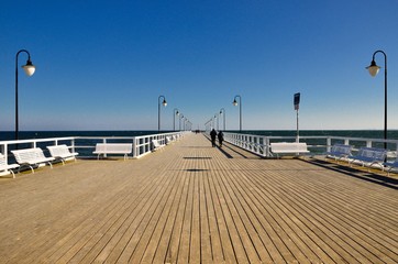 wooden pier in Gdynia Orłowo in Poland on the Baltic Sea