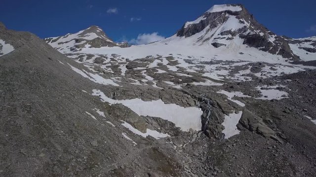 Aerial Flight in the Italian Alps. Gran paradiso national park. 4K