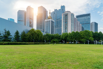 Park Lawn and Modern Urban Architecture in Qingdao, China