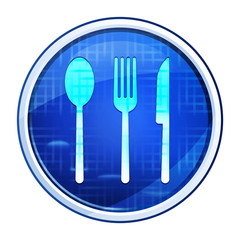 Cutlery icon futuristic blue round button vector illustration