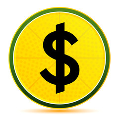 Dollar sign icon lemon lime yellow round button illustration