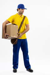 Brazilian mailman on a white background