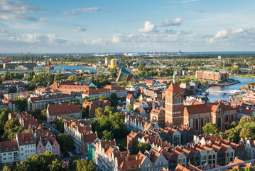 Fototapeta na wymiar bird's eye view of the old city of Gdansk