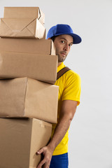 Brazilian mailman on a white background