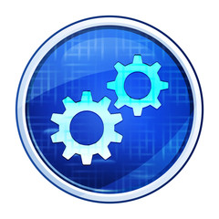 Settings process icon futuristic blue round button vector illustration