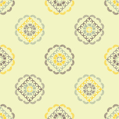 Ethnic boho seamless pattern. Lace. Embroidery on fabric. Patchwork texture. Weaving. Traditional ornament. Tribal pattern. Folk motif. Can be used for wallpaper, textile, wrapping, web. 