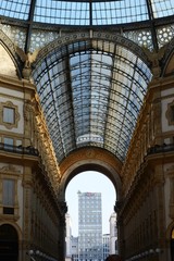 the glass roof of the Quadrilaterale d'Oro in Milan