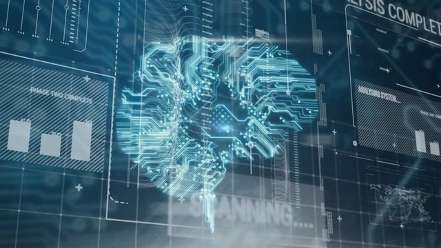 Glowing brain and computer circuit board