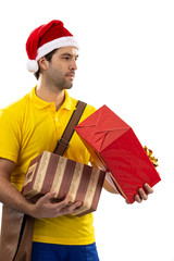 Brazilian mailman dressed as Santa Claus.