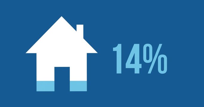 House shape and increasing percentage filling up with colours