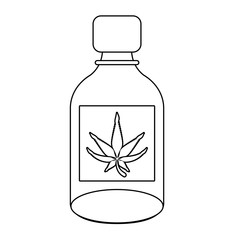 cannabis martihuana sativa hemp cartoon in black and white