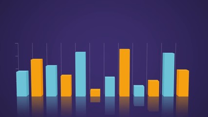 Orange and blue 3d block graph