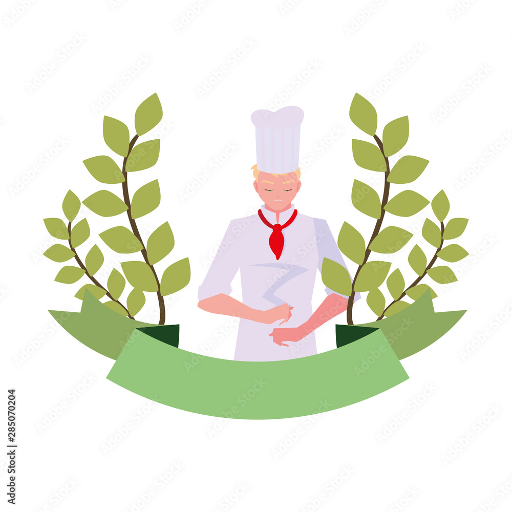 Poster man chef character with uniform