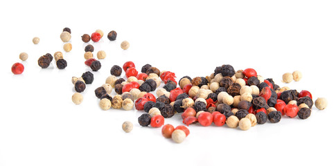 Mix from  kinds of pepper isolated on white