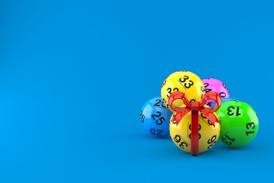 Lotto balls with red ribbon