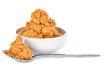 peanut butter on white background