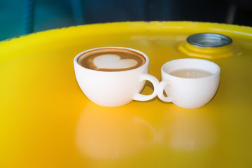 cup of coffee.Coffee cup on table in cafe.