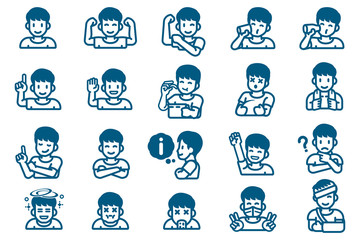 Teen boy character for paint Label product. Content about food, healthy care or your different goods.
