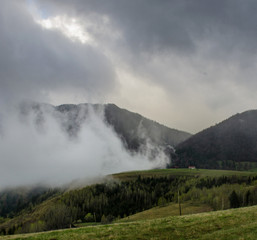 Clouds over the Carpathian Mountains, near Magura Village, Transylvania, Romania.