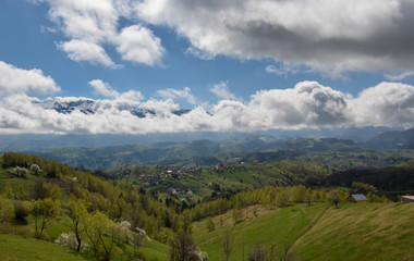 Fototapeta na wymiar Clouds over the Carpathian Mountains, near Magura Village, Transylvania, Romania.
