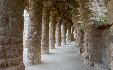 Park Guell with interesting architectural and natural compositions.