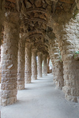 Obraz premium Park Guell with interesting architectural and natural compositions.