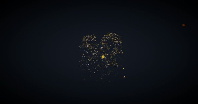 50 years anniversary motion graphic 4K footage with golden color particles and number. Background with alpha channel