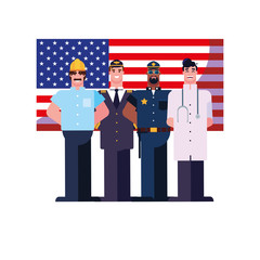 flat design people happy labor day