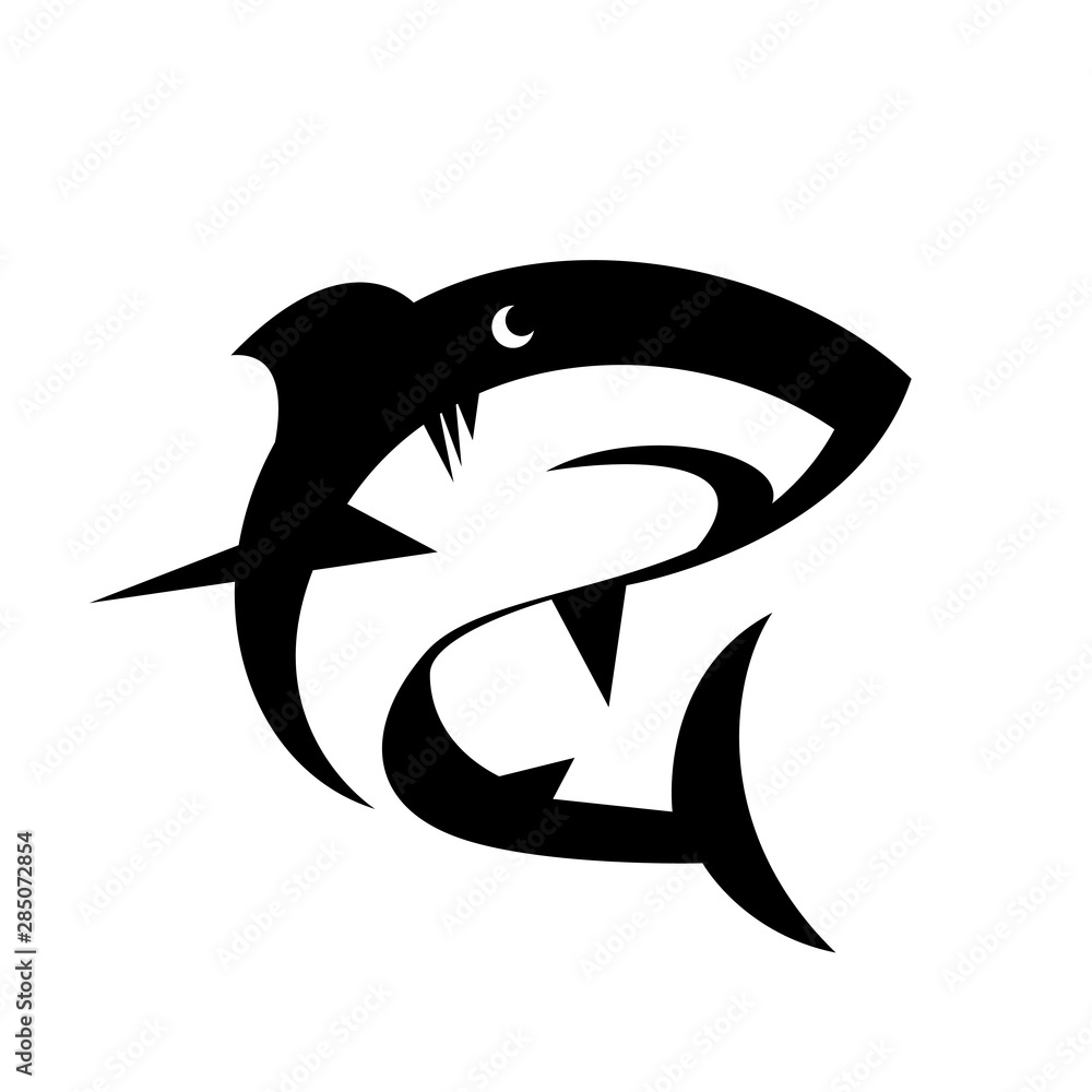 Canvas Prints bottom view Swimming shark logo design inspiration