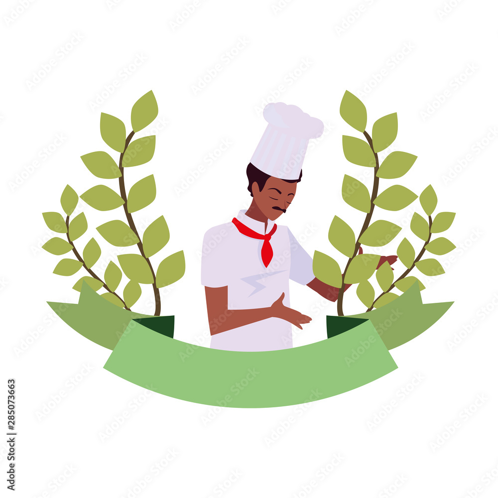 Poster man chef character with uniform