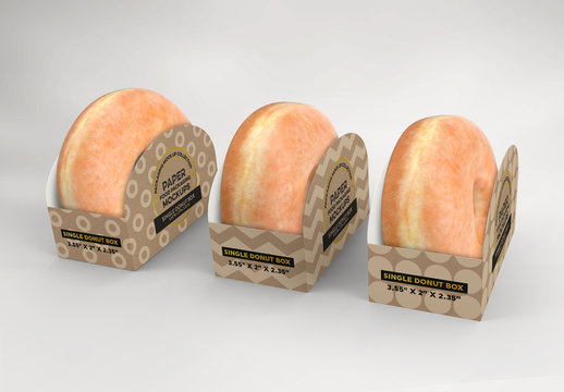 3 Single Pastry Boxes Mockup