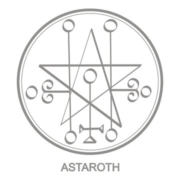 Vector icon with symbol of demon Astaroth. Sigil of Demon Astaroth