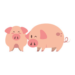cute animals pigs farm cartoon