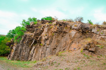 The rock massif of the Donetsk Ridge on a summer day.