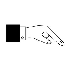 human hand finger pinting cartoon in black and white