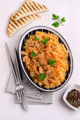 Stew meat with mashed vegetables