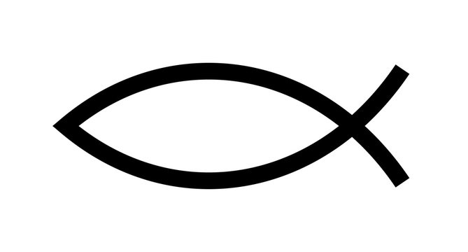 Christian fish symbol. Jesus fish icon religious sign. God Christ logo illustration