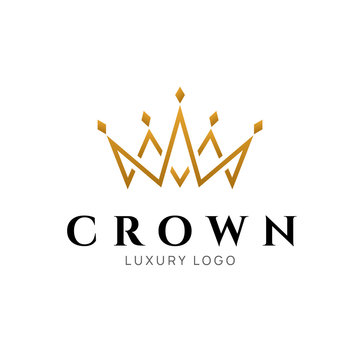 Crown logo king vector royal icon. Queen logotype symbol luxury design