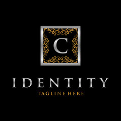 letter Initial C elegant luxury monogram logo or badge template, Decorative C Logo Design Template