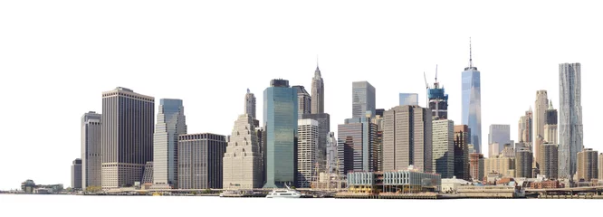 Rucksack Manhattan-Skyline getrennt auf Weiß. © mshch