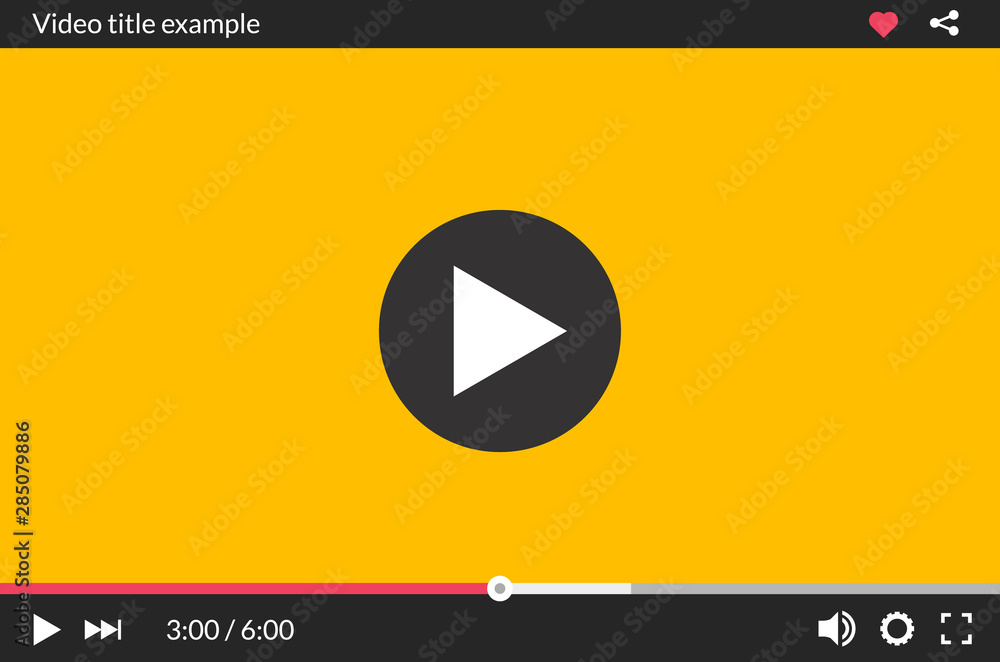 Poster video player interface web screen template. media player window bar design mockup