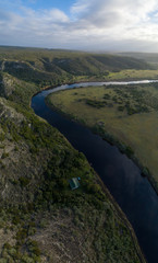 Fototapeta na wymiar Aerial views over the Duiwenhoksriver estuary in the garden route in south africa