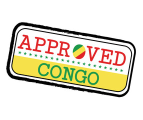 Vector Stamp of Approved logo with Congo Flag in the shape of O and text Congo.